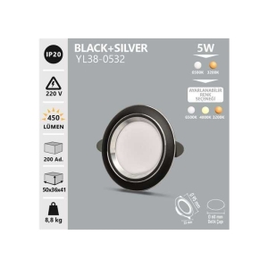 5W BLACK+SILVER LED SPOT GÜN IŞIĞI