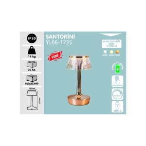 SANTORINI MASA LAMBASI ŞARJ EDİLEBİLİR- 3 RENK