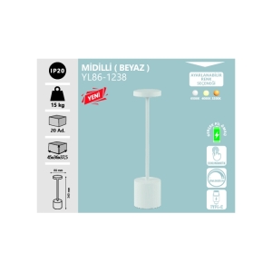 MİDİLLİ ŞARJLI MASA LAMBASI BEYAZ