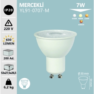 7W GU10 MERCEKLİ LED ÇANAK AMPUL 4000K